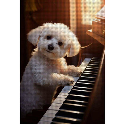 Puppy Playing Piano - 11CT Stamped Cross Stitch 40*60CM