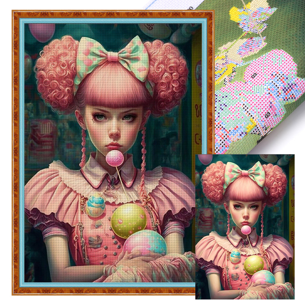 Cartoon Girl - 11CT Stamped Cross Stitch 40*60CM
