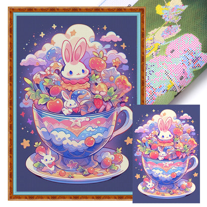 Bunny In Teacup - 11CT Stamped Cross Stitch 40*60CM