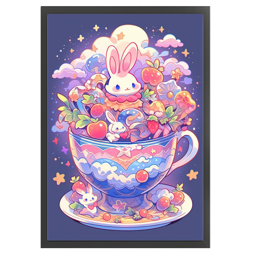 Bunny In Teacup - 11CT Stamped Cross Stitch 40*60CM