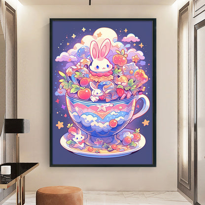 Bunny In Teacup - 11CT Stamped Cross Stitch 40*60CM