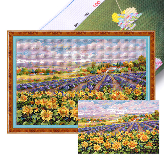 Lavender Sunflower Field - 11CT Stamped Cross Stitch 65*45CM(Spring)