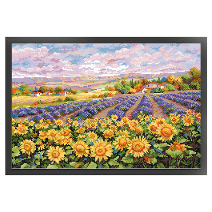 Lavender Sunflower Field - 11CT Stamped Cross Stitch 65*45CM(Spring)