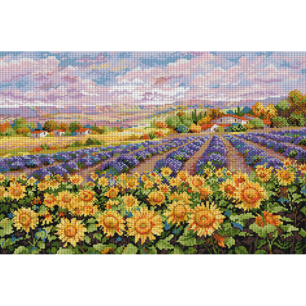 Lavender Sunflower Field - 11CT Stamped Cross Stitch 65*45CM(Spring)