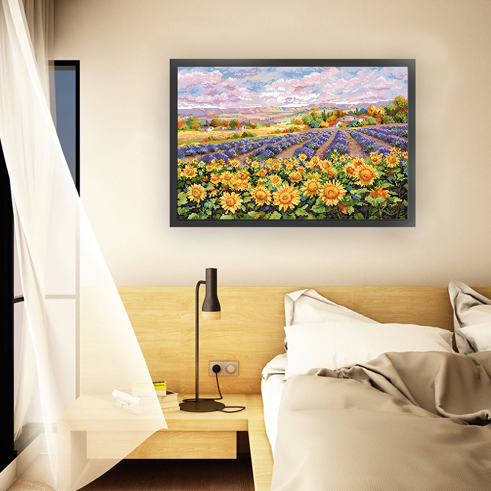 Lavender Sunflower Field - 11CT Stamped Cross Stitch 65*45CM(Spring)