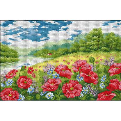 Poppy Garden - 11CT Stamped Cross Stitch 92*66CM