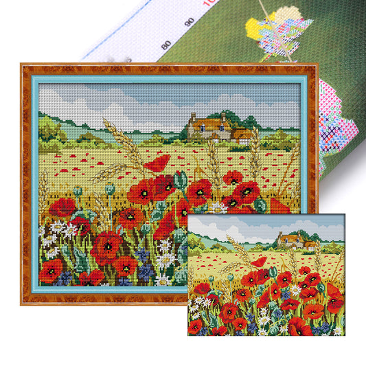 Poppy - 11CT Stamped Cross Stitch 55*42CM(Joy Sunday)