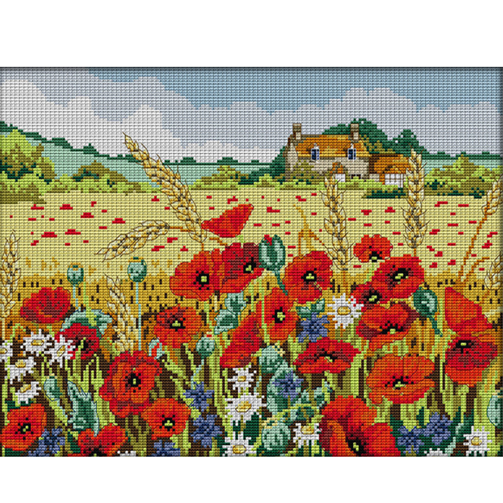 Poppy - 11CT Stamped Cross Stitch 55*42CM(Joy Sunday)