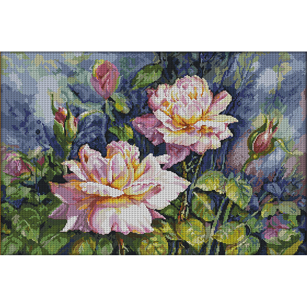 Vintage Rose Flower - 11CT Stamped Cross Stitch 75*55CM(Joy Sunday)