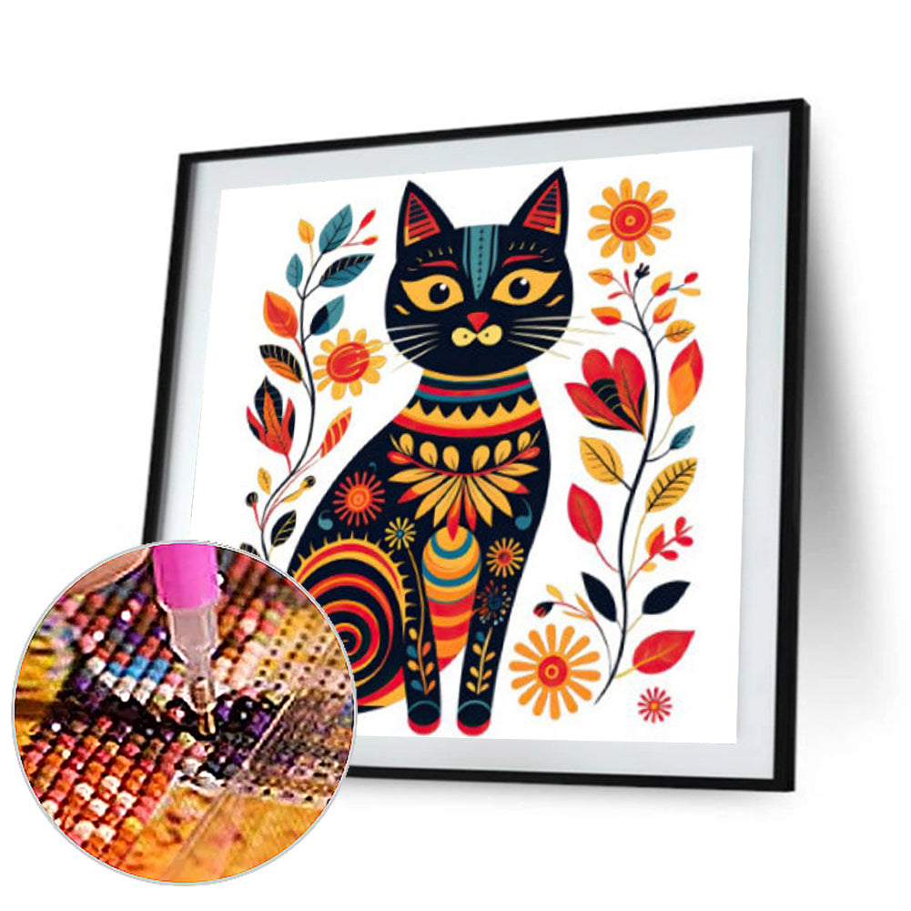 Little Black Cat - Full Round Drill Diamond Painting 40*40CM