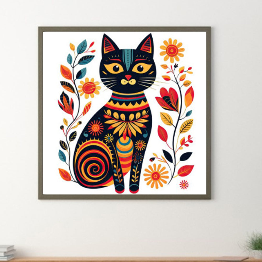 Little Black Cat - Full Round Drill Diamond Painting 40*40CM