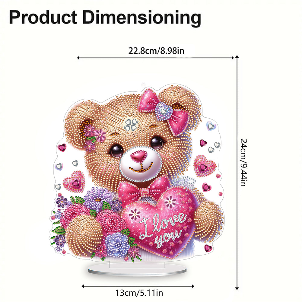 Acrylic Diamond Painting Desktop Decoration for Office Desktop Decor(Heart Bear)