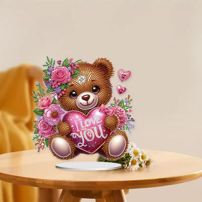 Acrylic Diamond Painting Desktop Decoration for Office Desktop Decor(Heart Bear)