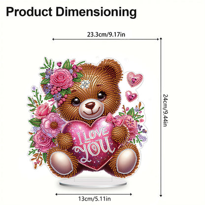 Acrylic Diamond Painting Desktop Decoration for Office Desktop Decor(Heart Bear)