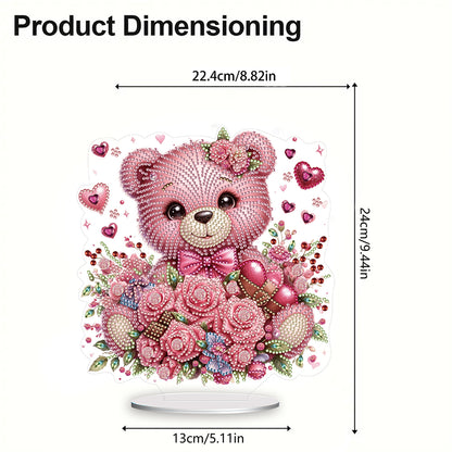 Acrylic Diamond Painting Desktop Decoration for Office Desktop Decor (Rose Bear)