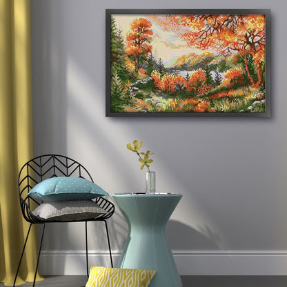 Autumn Scenery - 14CT Stamped Cross Stitch 46*29CM(Joy Sunday)