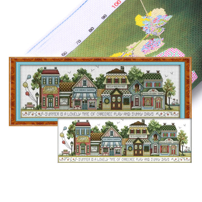 Street Scene Six - 14CT Stamped Cross Stitch 52*19CM(Joy Sunday)