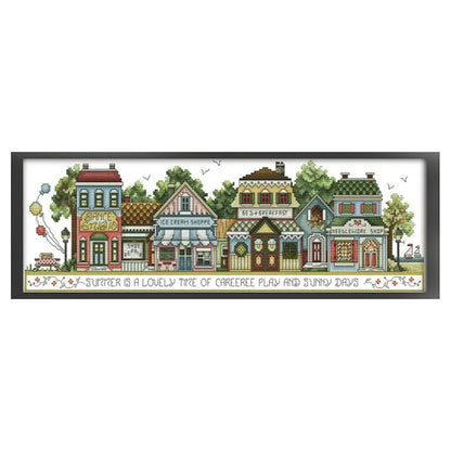 Street Scene Six - 14CT Stamped Cross Stitch 52*19CM(Joy Sunday)