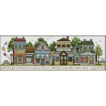 Street Scene Six - 14CT Stamped Cross Stitch 52*19CM(Joy Sunday)