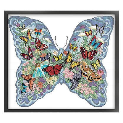 Butterfly Within Butterfly - 14CT Stamped Cross Stitch 48*41CM(Joy Sunday)