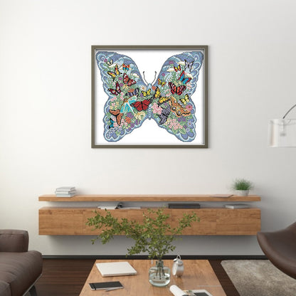 Butterfly Within Butterfly - 14CT Stamped Cross Stitch 48*41CM(Joy Sunday)