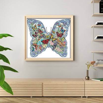 Butterfly Within Butterfly - 14CT Stamped Cross Stitch 48*41CM(Joy Sunday)