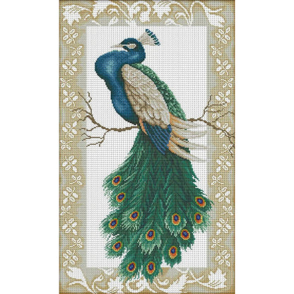 Peacock On Branch - 14CT Stamped Cross Stitch 38*62CM(Joy Sunday)