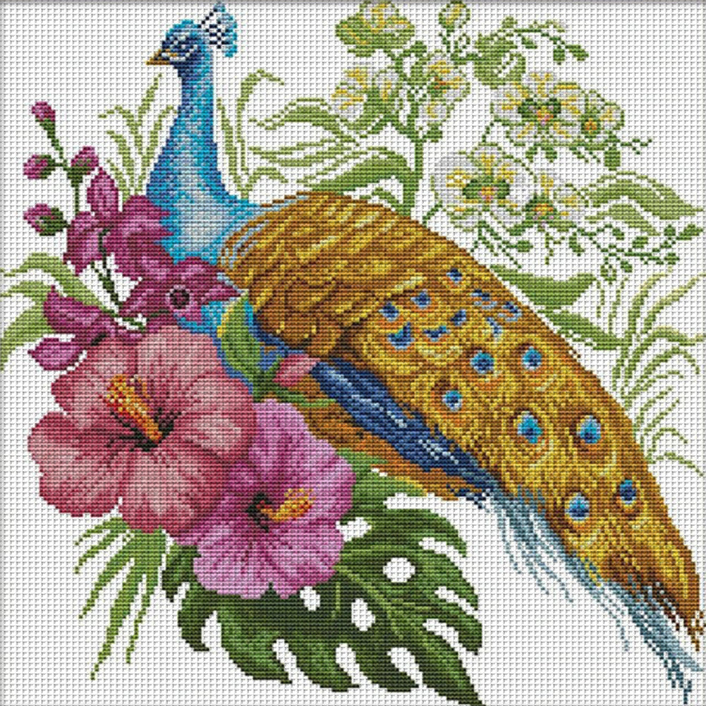 Peacock Three - 14CT Stamped Cross Stitch 41*40CM(Joy Sunday)