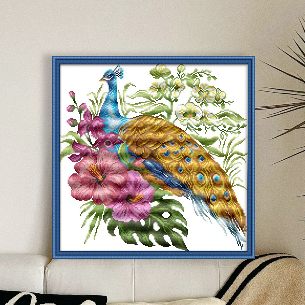 Peacock Three - 14CT Stamped Cross Stitch 41*40CM(Joy Sunday)