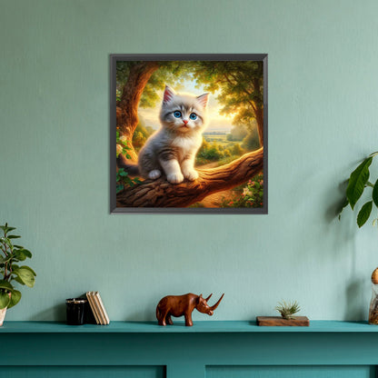 Kitten In Tree - Full Round Drill Diamond Painting 30*30CM