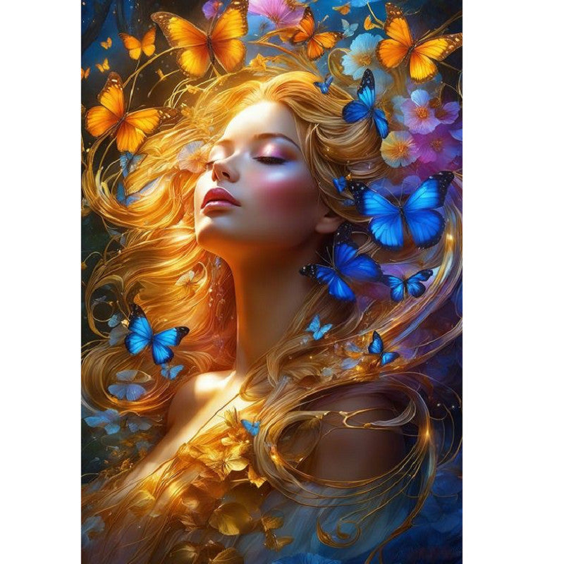 Blonde Butterfly Girl - Full Square Drill Diamond Painting 30*40CM