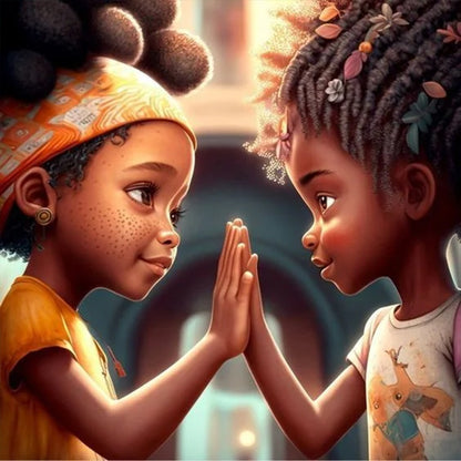 Black Girl - Full Round Drill Diamond Painting 30*30CM
