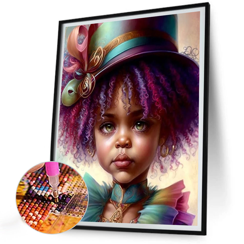 Black Girl - Full Round Drill Diamond Painting 30*40CM