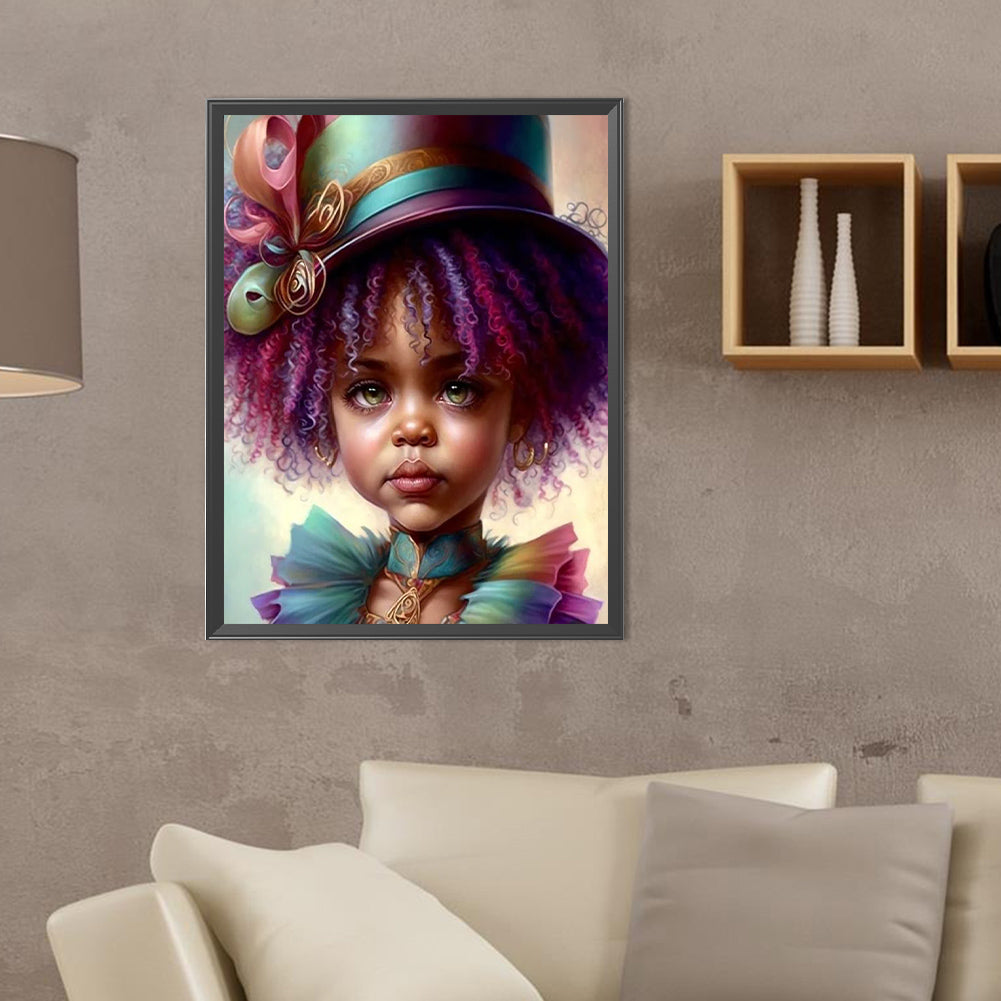 Black Girl - Full Round Drill Diamond Painting 30*40CM