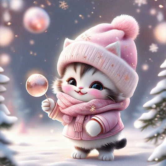 Kitten - Full Round Drill Diamond Painting 30*30CM