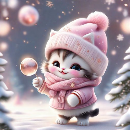 Kitten - Full Round Drill Diamond Painting 30*30CM