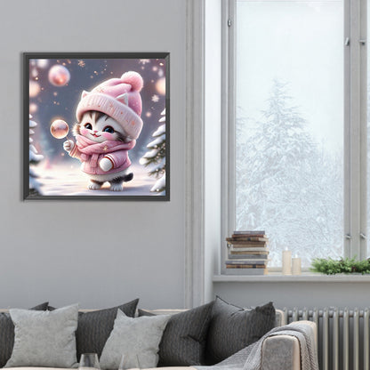 Kitten - Full Round Drill Diamond Painting 30*30CM