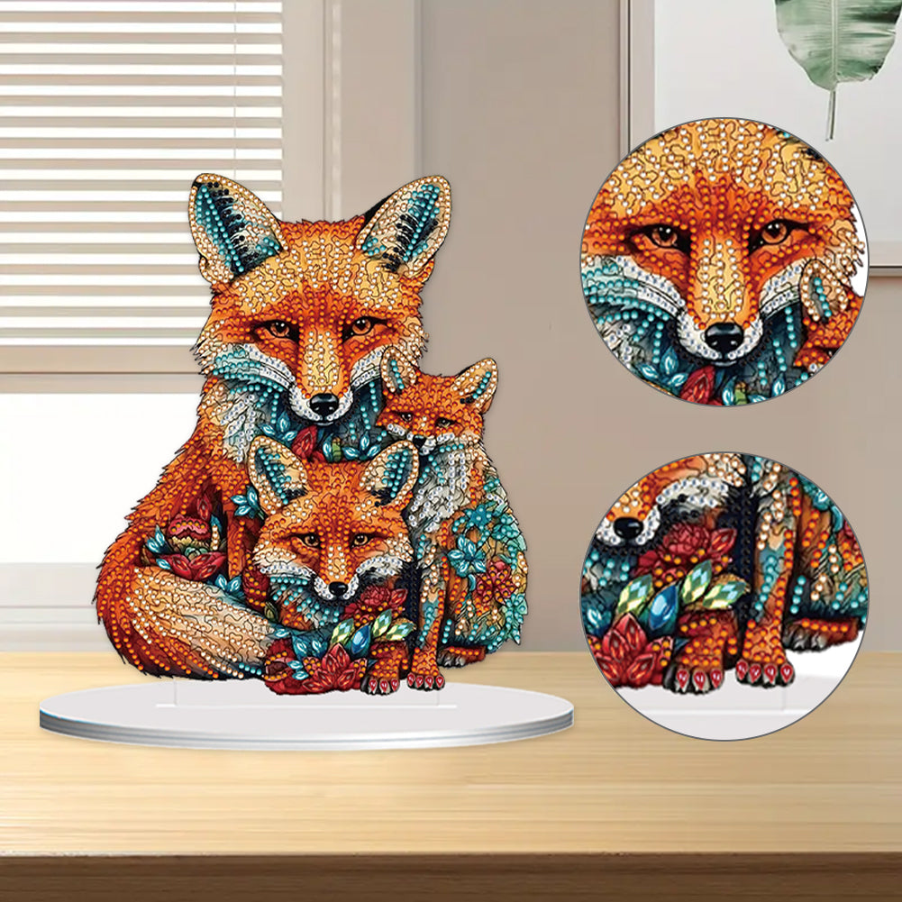 Diamond Painting Desktop Ornament Kit for Home Office Desktop Decor 20x25cm(Fox)