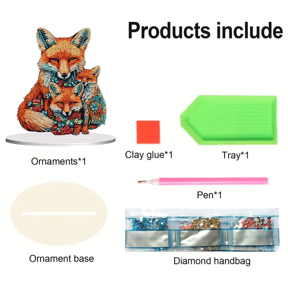 Diamond Painting Desktop Ornament Kit for Home Office Desktop Decor 20x25cm(Fox)