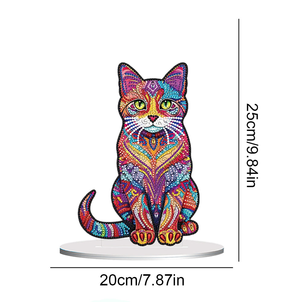 Diamond Painting Desktop Ornament Kit for Home Office Desktop Decor 20x25cm(Cat)