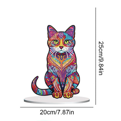 Diamond Painting Desktop Ornament Kit for Home Office Desktop Decor 20x25cm(Cat)