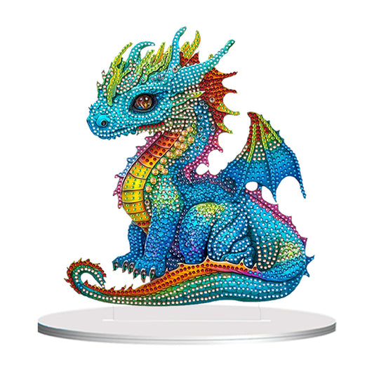 Diamond Painting Desktop Ornament Kit for Office Decor 20x25cm (Colorful Dragon)