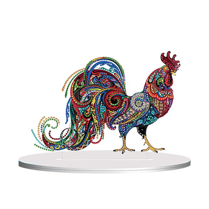 Diamond Painting Desktop Ornament Kit for Office Desktop Decor 20x25cm (Rooster)