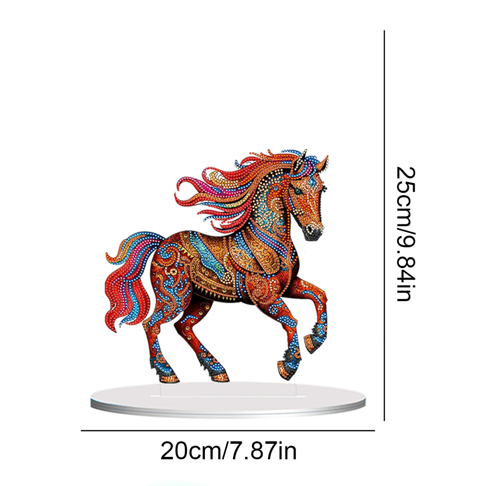 Diamond Painting Desktop Ornament Kit for Office Desktop Decor 20x25cm (Mustang)