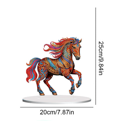 Diamond Painting Desktop Ornament Kit for Office Desktop Decor 20x25cm (Mustang)