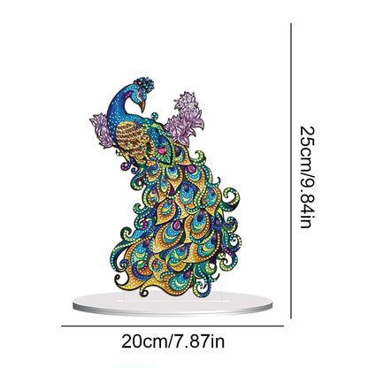Diamond Painting Desktop Ornament Kit for Office Desktop Decor 20x25cm (Peacock)