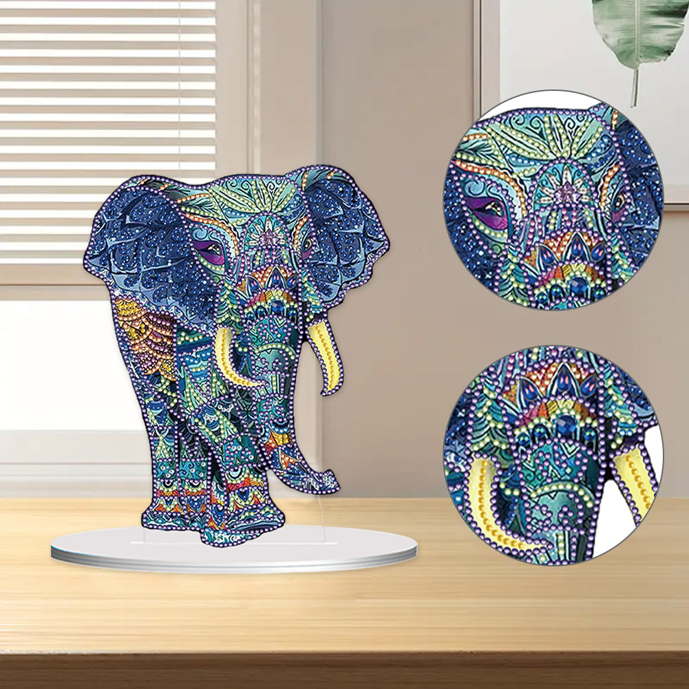 Diamond Painting Desktop Ornament Kit for Office Desktop Decor 20x25cm(Elephant)