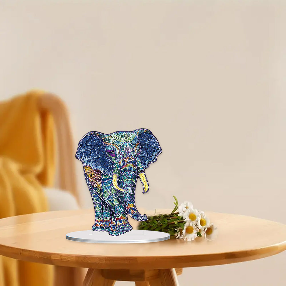 Diamond Painting Desktop Ornament Kit for Office Desktop Decor 20x25cm(Elephant)