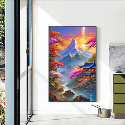Beautiful Scenery Of Mountains And Rivers - Full Round Drill Diamond Painting 40*60CM