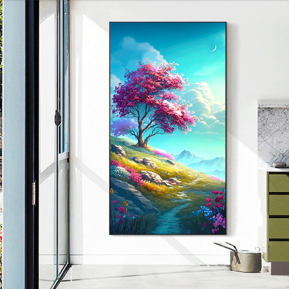Mountain Wild Flowers And Trees - Full Round Drill Diamond Painting 40*70CM